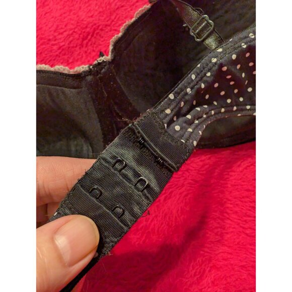 Joe Boxer 38DD Black White Polka Dot Underwire Bra Lace Trim Padded Everyday - Picture 6 of 10